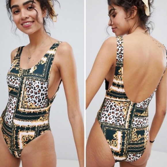 Scarf Leopard Print Swimsuit - Picture 3 of 4